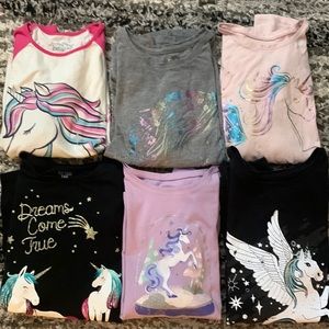 Girls sz 12 unicorn themed long tee bundle.2 Jumping beans sz 10/12& 4 sz 12